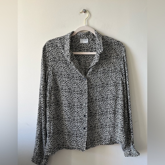 Frank + Oak Animal-Print Button-Down Collared Blouse (Large) - Picture 4 of 8